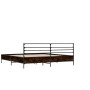 Estructura cama madera ingeniería metal marrón roble 135x190 cm de vidaXL, Camas y somieres - Ref: Foro24-3280076, Precio: 13...