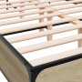 Estructura cama madera ingeniería metal roble Sonoma 140x200 cm