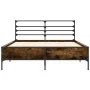 Engineered wood bed frame metal smoked oak 135x190cm by vidaXL, Beds and slatted bases - Ref: Foro24-3280074, Price: 132,11 €...