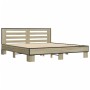 Estructura cama madera ingeniería metal roble Sonoma 200x200 cm de vidaXL, Camas y somieres - Ref: Foro24-3280083, Precio: 16...