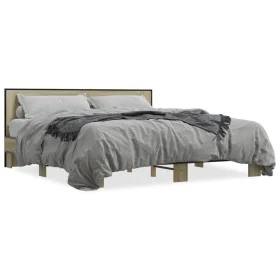Engineered wood metal bed frame Sonoma oak 180x200 cm by vidaXL, Beds and slatted bases - Ref: Foro24-3280088, Price: 157,80 ...