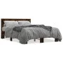 Engineered wood bed frame metal smoked oak 140x200cm by vidaXL, Beds and slatted bases - Ref: Foro24-3280104, Price: 147,33 €...