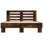 Estructura cama madera ingeniería metal roble ahumado 140x200cm