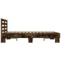Engineered wood bed frame metal smoked oak 140x200cm by vidaXL, Beds and slatted bases - Ref: Foro24-3280104, Price: 147,33 €...