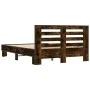 Engineered wood bed frame metal smoked oak 140x200cm by vidaXL, Beds and slatted bases - Ref: Foro24-3280104, Price: 147,33 €...