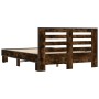 Estructura cama madera ingeniería metal roble ahumado 140x200cm
