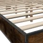 Engineered wood bed frame metal smoked oak 140x200cm by vidaXL, Beds and slatted bases - Ref: Foro24-3280104, Price: 147,33 €...