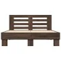 Engineered wood bed frame oak brown metal 140x200 cm by vidaXL, Beds and slatted bases - Ref: Foro24-3280106, Price: 147,17 €...