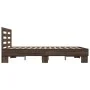 Engineered wood bed frame oak brown metal 140x200 cm by vidaXL, Beds and slatted bases - Ref: Foro24-3280106, Price: 147,17 €...