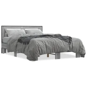 Sonoma gray metal engineered wood bed frame 120x200 cm by vidaXL, Beds and slatted bases - Ref: Foro24-3280110, Price: 143,75...