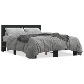 Estructura de cama madera de ingeniería y metal negro 140x190cm de vidaXL, Camas y somieres - Ref: Foro24-3280112, Precio: 14...