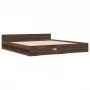 Oak brown engineered wood bed with drawers 200x200 cm by vidaXL, Beds and slatted bases - Ref: Foro24-3280726, Price: 215,80 ...