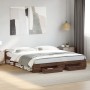 Cama con cajones madera ingeniería marrón roble 200x200 cm de vidaXL, Camas y somieres - Ref: Foro24-3280726, Precio: 226,57 €