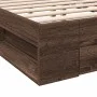 Oak brown engineered wood bed with drawers 200x200 cm by vidaXL, Beds and slatted bases - Ref: Foro24-3280726, Price: 215,80 ...