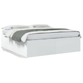 Estructura de cama madera de ingeniería blanca 200x200 cm de vidaXL, Camas y somieres - Ref: Foro24-3280895, Precio: 165,17 €...