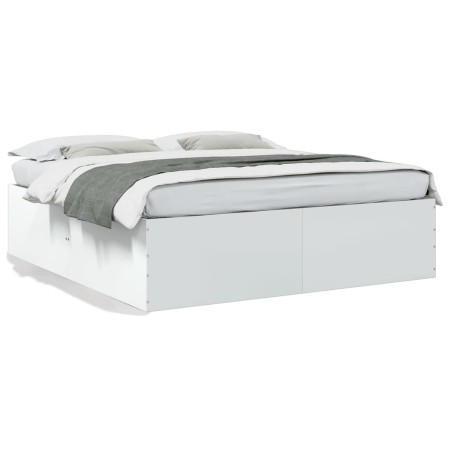 White engineered wood bed frame 200x200 cm by vidaXL, Beds and slatted bases - Ref: Foro24-3280895, Price: 164,98 €, Discount: %