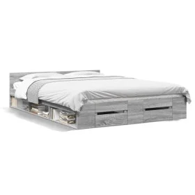 Sonoma gray engineered wood bed with drawers 160x200 cm by vidaXL, Beds and slatted bases - Ref: Foro24-3280739, Price: 169,0...