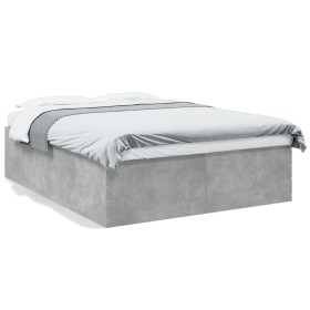 Concrete gray engineered wood bed frame 160x200cm by vidaXL, Beds and slatted bases - Ref: Foro24-3280912, Price: 149,13 €, D...