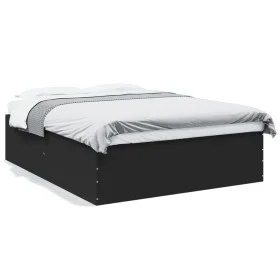 Black engineered wood bed frame 160x200 cm by vidaXL, Beds and slatted bases - Ref: Foro24-3280910, Price: 151,66 €, Discount: %