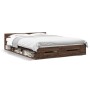 Eichenbraunes Holzwerkstoffbett mit Schubladen 150x200 cm von vidaXL, Betten und Lattenroste - Ref: Foro24-3280747, Preis: 16...