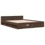 Oak brown engineered wood bed with drawers 150x200 cm by vidaXL, Beds and slatted bases - Ref: Foro24-3280747, Price: 162,68 ...