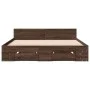 Oak brown engineered wood bed with drawers 150x200 cm by vidaXL, Beds and slatted bases - Ref: Foro24-3280747, Price: 162,68 ...