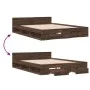 Oak brown engineered wood bed with drawers 150x200 cm by vidaXL, Beds and slatted bases - Ref: Foro24-3280747, Price: 162,68 ...