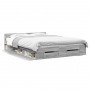 Cama con cajones madera ingeniería gris Sonoma 140x200 cm de vidaXL, Camas y somieres - Ref: Foro24-3280753, Precio: 186,30 €