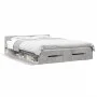 Concrete gray engineered wood bed with drawers 140x200 cm by vidaXL, Beds and slatted bases - Ref: Foro24-3280751, Price: 187...