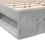 Concrete gray engineered wood bed with drawers 140x200 cm by vidaXL, Beds and slatted bases - Ref: Foro24-3280751, Price: 187...