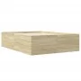 Sonoma oak engineered wood bed frame 135x190 cm by vidaXL, Beds and slatted bases - Ref: Foro24-3280946, Price: 136,58 €, Dis...