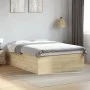 Sonoma oak engineered wood bed frame 135x190 cm by vidaXL, Beds and slatted bases - Ref: Foro24-3280946, Price: 136,58 €, Dis...