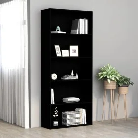 5-tier black plywood shelving unit 80x30x189 cm by vidaXL, Bookcases and shelves - Ref: Foro24-801027, Price: 120,64 €, Disco...