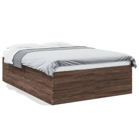 Bettgestell aus eichenbraunem Holzwerkstoff, 135 x 190 cm von vidaXL, Betten und Lattenroste - Ref: Foro24-3280950, Preis: 14...