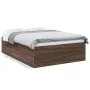 Estructura de cama madera de ingeniería marrón roble 135x190 cm de vidaXL, Camas y somieres - Ref: Foro24-3280950, Precio: 14...