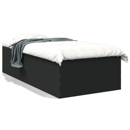 Black engineered wood bed frame 100x200 cm by vidaXL, Beds and slatted bases - Ref: Foro24-3280959, Price: 105,74 €, Discount: %