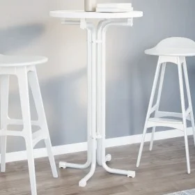Mesa alta de comedor madera ingeniería y acero blanco Ø60x110cm by vidaXL, Kitchen and dining tables - Ref: Foro24-4008300, P...