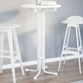 Mesa alta de comedor madera ingeniería y acero blanco Ø60x110cm by vidaXL, Kitchen and dining tables - Ref: Foro24-4008300, P...