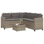 Gartensofa in L-Form mit Tisch und Kissen aus grauem PE-Rattan. von vidaXL, Gartensets - Ref: Foro24-369041, Preis: 387,91 €,...