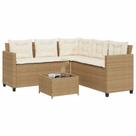 Sofá de jardín en forma de L con mesa y cojines ratán PE beige by vidaXL, Garden sets - Ref: Foro24-369043, Price: 350,04 €, ...