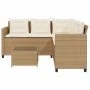 Sofá de jardín en forma de L con mesa y cojines ratán PE beige by vidaXL, Garden sets - Ref: Foro24-369043, Price: 350,04 €, ...