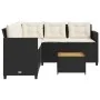 Sofá de jardín en forma de L con mesa y cojines ratán PE negro de vidaXL, Conjuntos de jardín - Ref: Foro24-369048, Precio: 3...