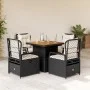 Gartenmöbel-Set, 5-teilig, mit schwarzen Polstern aus synthetischem Rattan von vidaXL, Gartensets - Ref: Foro24-3262911, Prei...