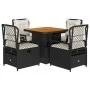 Gartenmöbel-Set, 5-teilig, mit schwarzen Polstern aus synthetischem Rattan von vidaXL, Gartensets - Ref: Foro24-3262911, Prei...