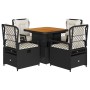 Gartenmöbel-Set, 5-teilig, mit schwarzen Polstern aus synthetischem Rattan von vidaXL, Gartensets - Ref: Foro24-3262911, Prei...