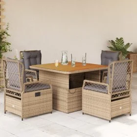 Set comedor de jardín 5 pzas con cojines ratán sintético beige by vidaXL, Garden sets - Ref: Foro24-3262918, Price: 581,88 €,...
