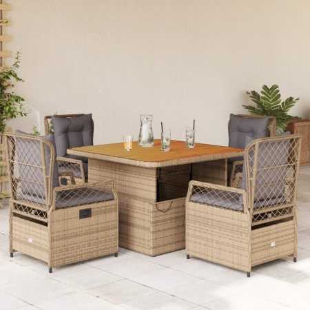 Garten-Essgruppe 5-teilig mit beigen Polstern aus synthetischem Rattan von vidaXL, Gartensets - Ref: Foro24-3262918, Preis: 5...