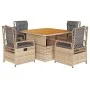 Set comedor de jardín 5 pzas con cojines ratán sintético beige by vidaXL, Garden sets - Ref: Foro24-3262918, Price: 581,88 €,...