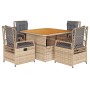 Set comedor de jardín 5 pzas con cojines ratán sintético beige by vidaXL, Garden sets - Ref: Foro24-3262918, Price: 572,05 €,...