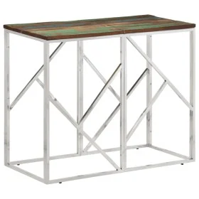 Mesa consola acero inoxidable madera maciza reciclada plateada by vidaXL, Side tables - Ref: Foro24-349992, Price: 85,63 €, D...